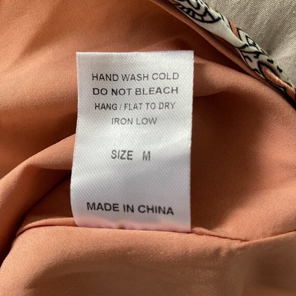 ACOA Satin Paisley Mini Dress in Rust & Cream with Side Tie & Cowl Neck | Size M - Picture 8 of 11